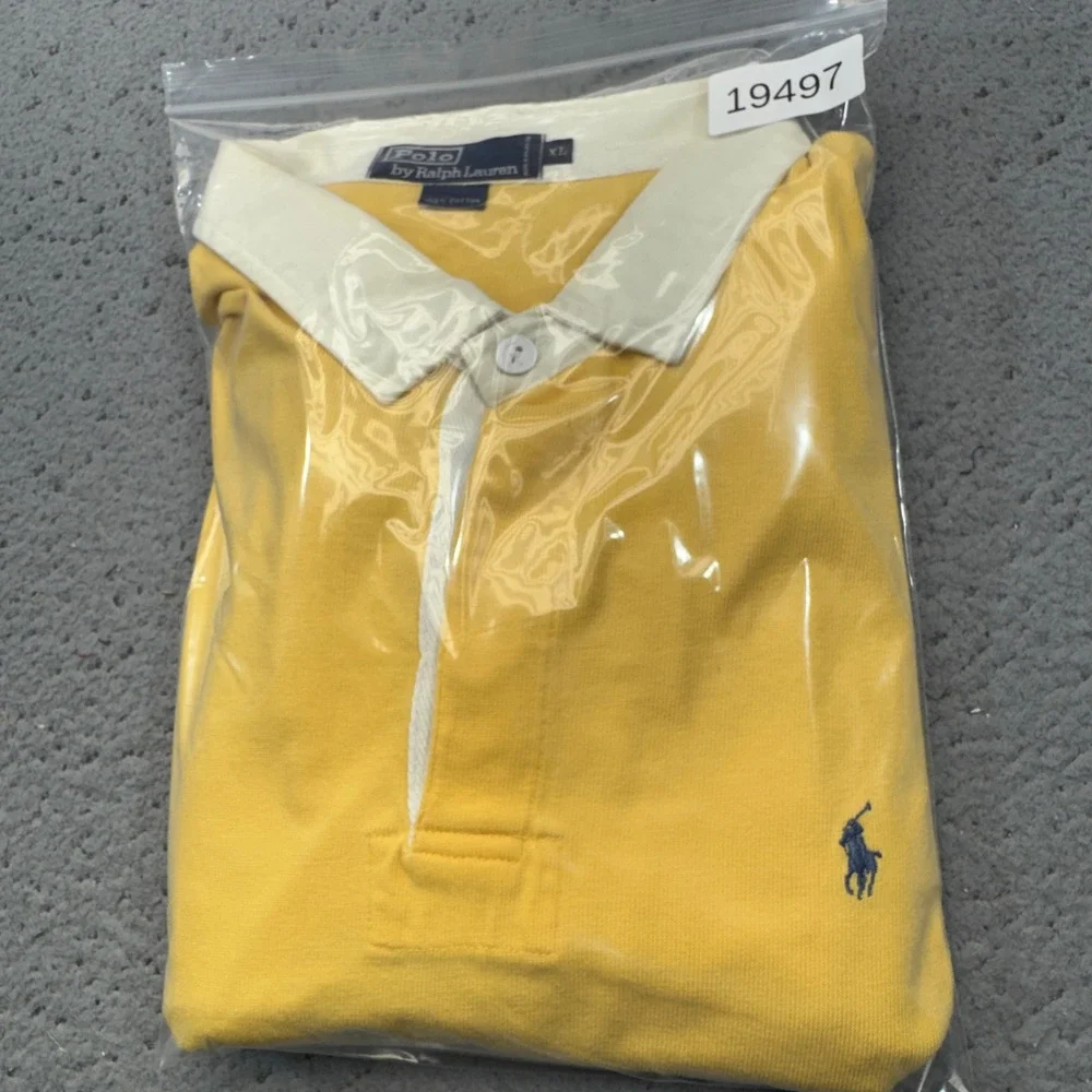 Polo Ralph Lauren Rugby Shirt Mens XL Yellow Long Sleeve Iconic Pony Logo Preppy